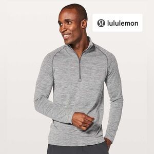 Lululemon Men’s Metal Vent Tech 1/2 zip Pullover - grey and orange - Size XL